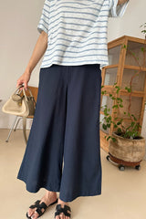 Back Zip Banding Wide Leg Pants