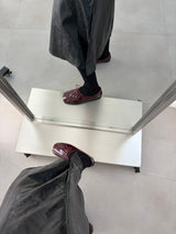 FB609 Flat in Wine, glossy round toe flat shoes