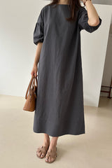 Puff Sleeve Linen Dress