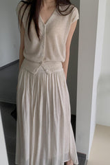 Summer Cardigan Pleat Set