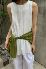 Crinkle Peplum Sleeveless Blouse