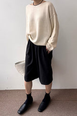 Assome Knit in cream, women's loose boat neck knit sweater