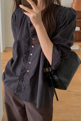 Check Ruffle Blouse