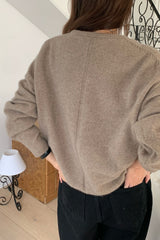 Deep U Raccoon Knit in Beige, women's raccoon wool deep U neck sweater