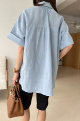 Back Shirring Linen Shirt