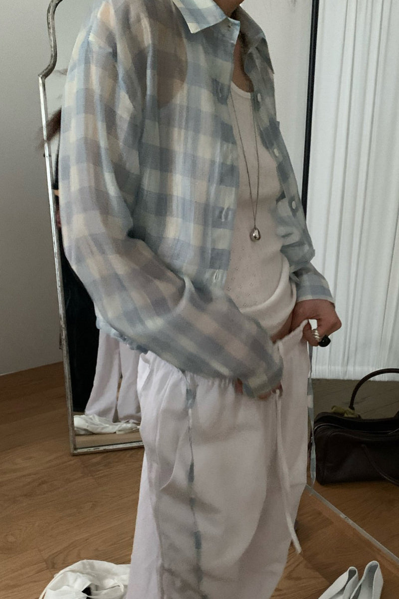 Sheer Gingham Blouse