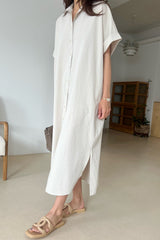 Cuff Sleeve Long Shirt Dress