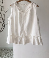 Ruffle Trim Embroidered Blouse