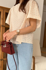 Eyelet Flutter Blouse
