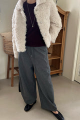 Comma Banding Pants in Grey, women's banded wide leg pants