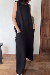 Pure Linen Sleeveless Jumpsuit
