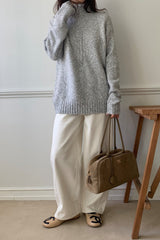 Rabbit Wool Zip Up in Grey, women's knit zip up cardigan