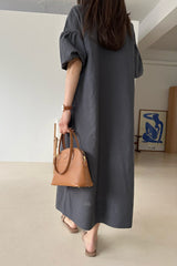 Puff Sleeve Linen Dress