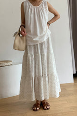 Tiered Polka Dot Maxi Skirt