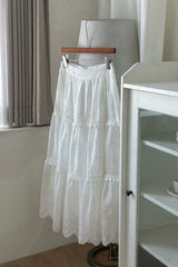 Tiered Eyelet Maxi Skirt