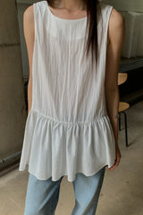 Crinkle Peplum Sleeveless Blouse