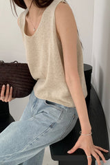 Reversible V-Neck Sleeveless Knit