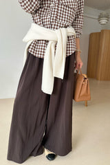 Pintuck Wide Trouser in brown, women's pintuck wide leg trousers