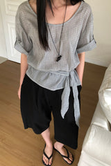 Gingham Side Tie Blouse