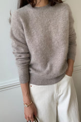 Wool Cashmere Sweater in Beige, women's wool cashmere sweater