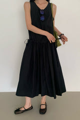 Drawstring Waist Gathered Dress