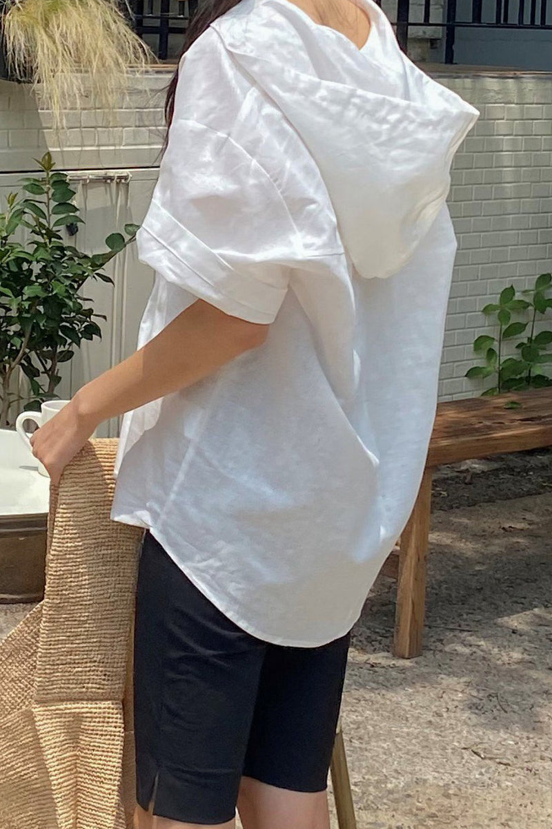 Hoodie Linen Blouse