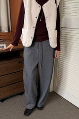 Comma Banding Pants in Grey, women's banded wide leg pants