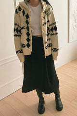 Jacquard Hoodie Cardigan