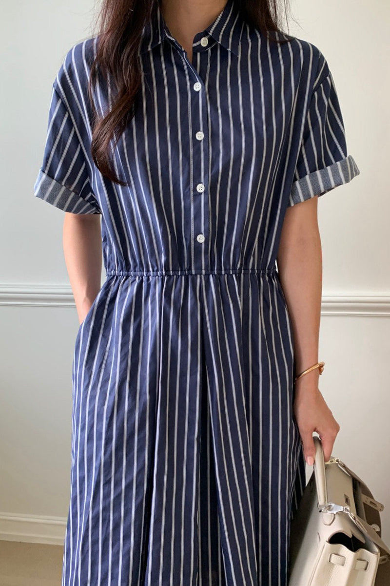 Breezy Stripe Pintuck Dress