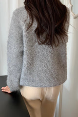 Warm Boucle Split-Neck Sweater