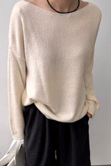 Assome Knit in cream, women's loose boat neck knit sweater