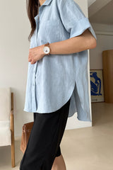 Back Shirring Linen Shirt