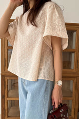 Eyelet Flutter Blouse
