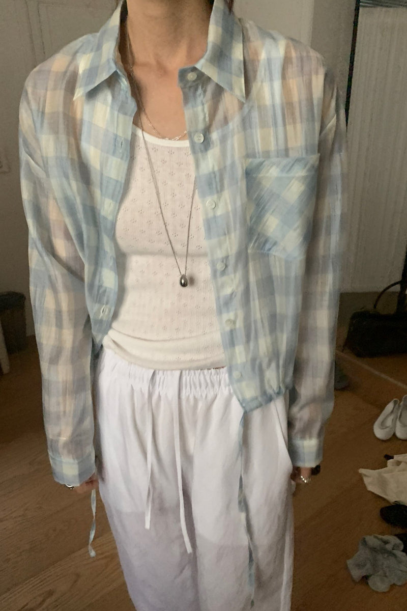 Sheer Gingham Blouse