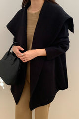 Wide Shawl Collar Knit Coat (separate belt included)