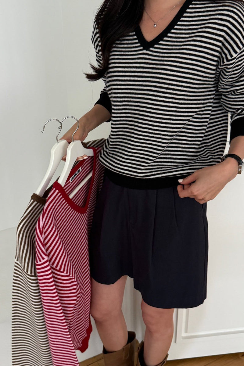 Stripe V-Neck Knit