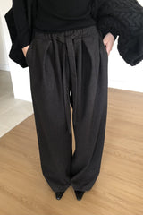 Soft Tie-Waist Wide Slacks