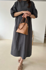 Puff Sleeve Linen Dress