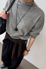 Way Turtleneck Knit in Grey, two-way wool mock neck sweater
