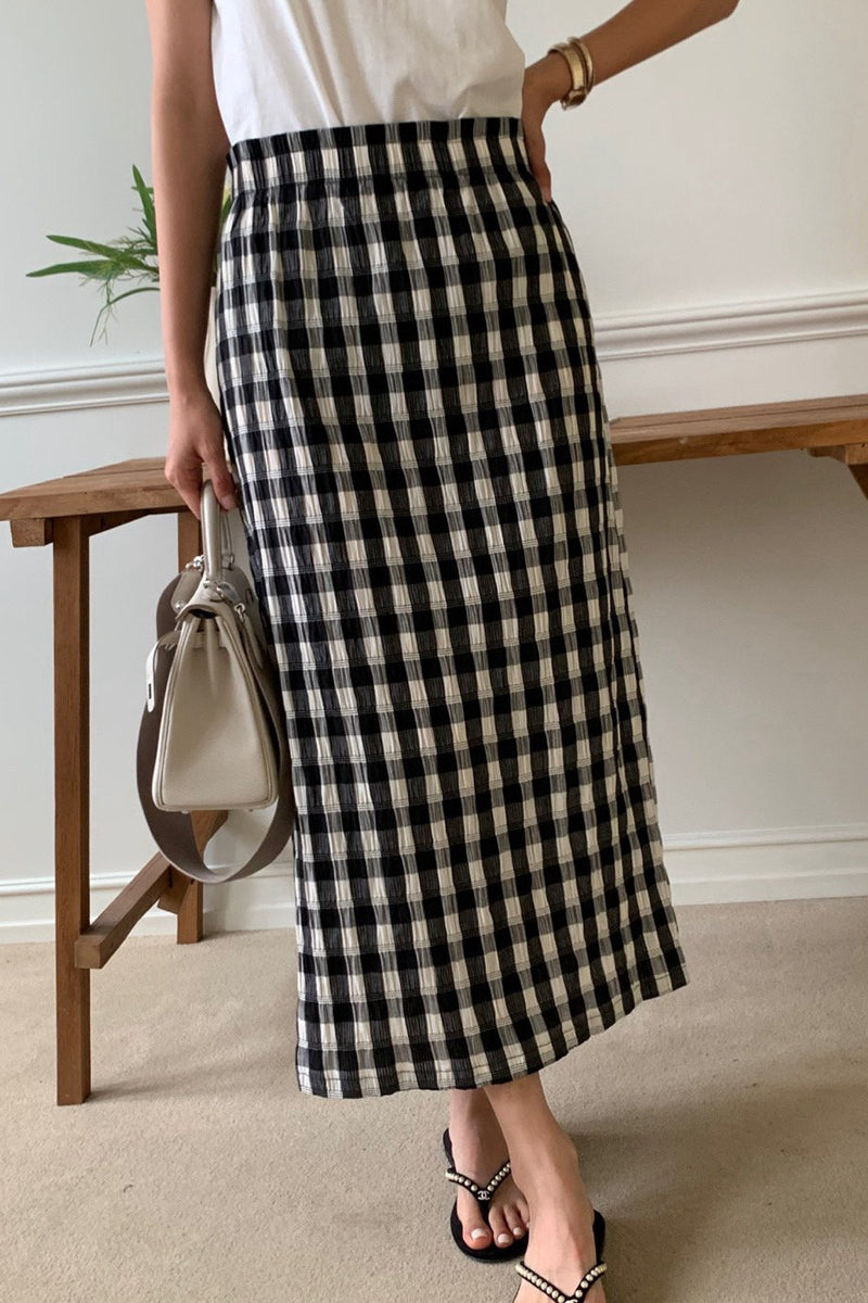 Crinkle Gingham Skirt