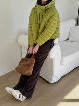 Lightweight Down Puffer Jacket in Olive, women's lightweight down hooded puffer jacket