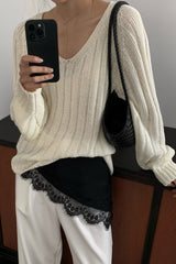 Airy V-Neck Knit Top
