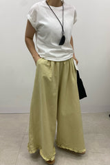 Linen Frill Wide Pants