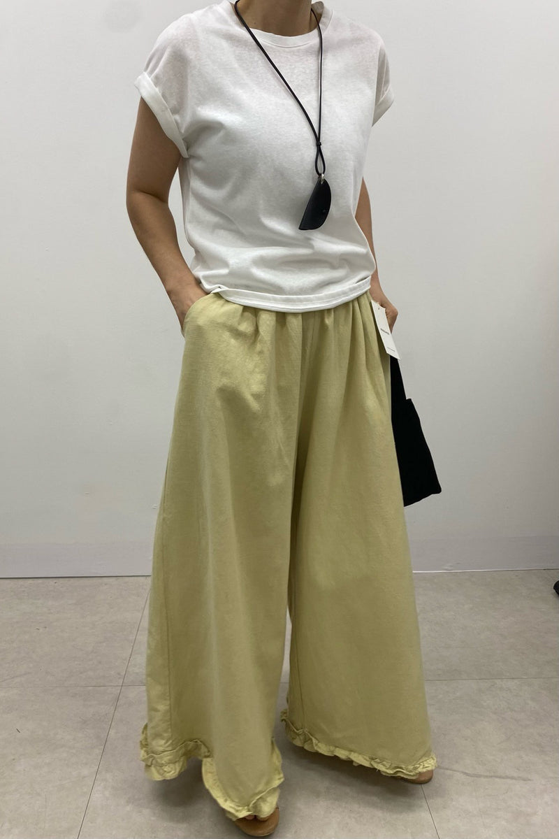 Linen Frill Wide Pants