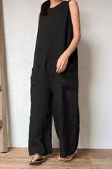 Pure Linen Sleeveless Jumpsuit