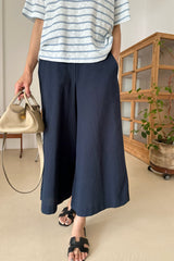 Back Zip Banding Wide Leg Pants
