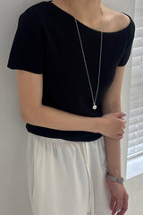 Asymmetric Off-Shoulder Knit Top