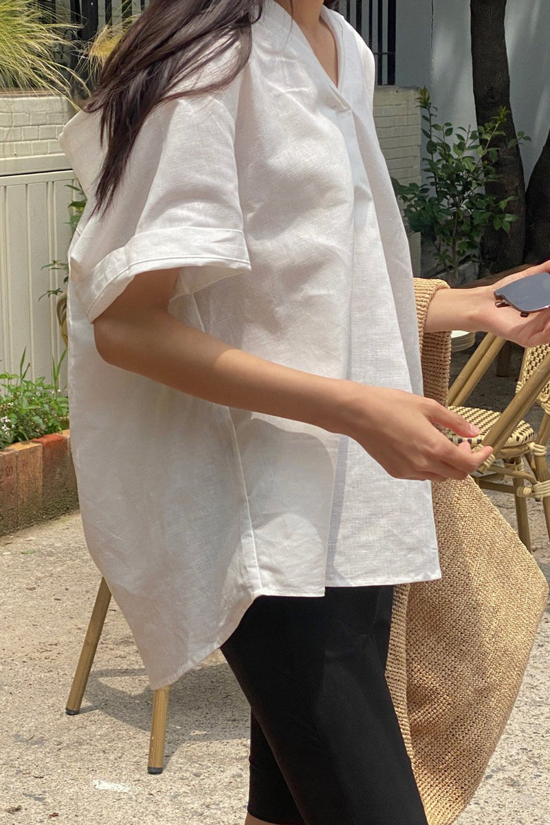 Hoodie Linen Blouse