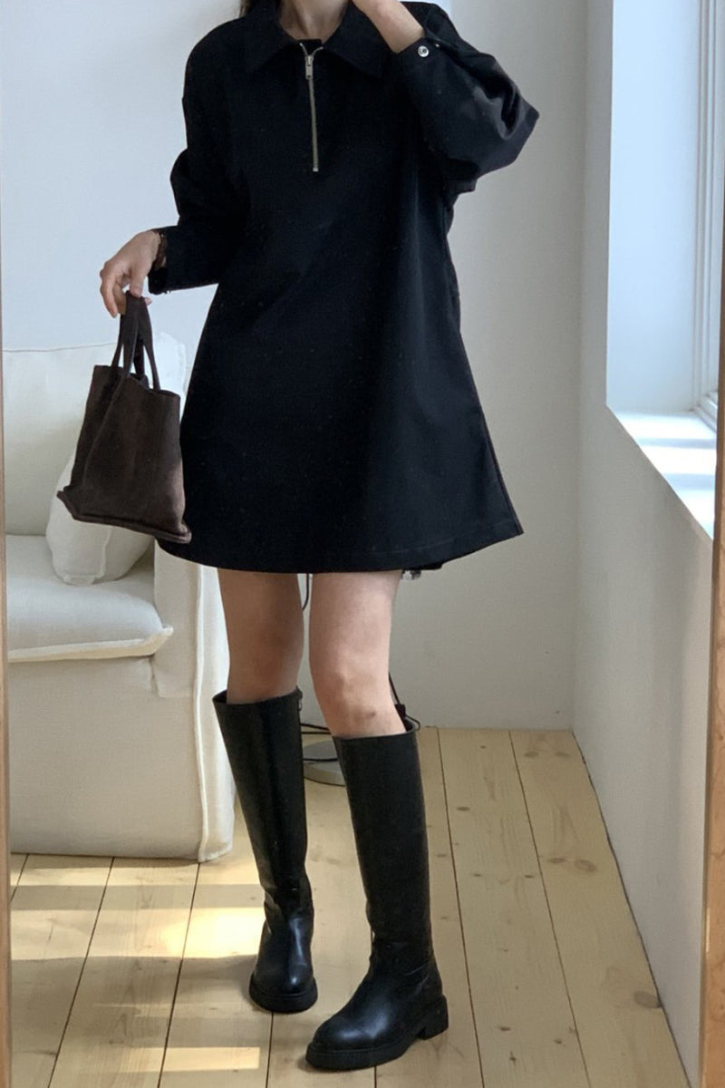 Modern Half-Zip Mini Dress