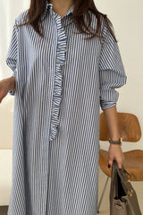 Stripe Frill Shirt Dress